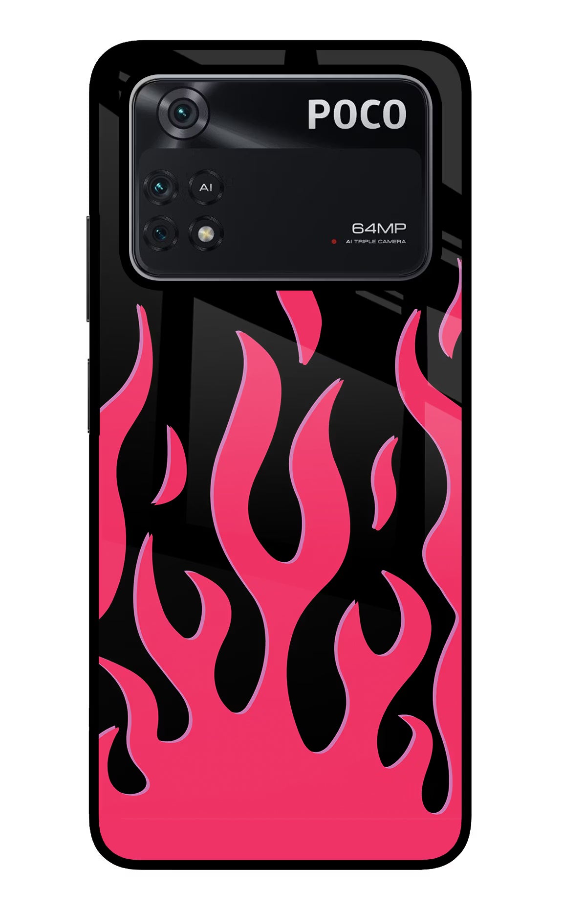 Fire Flames Poco M4 Pro 4G Glass Case