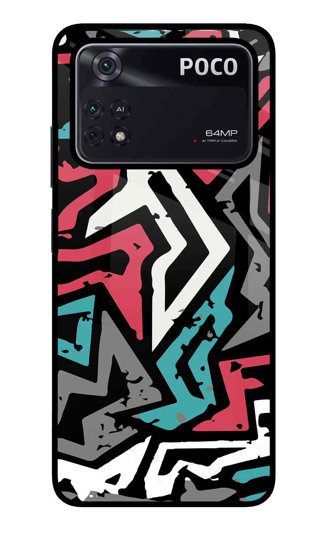 Geometric Graffiti Poco M4 Pro 4G Glass Case