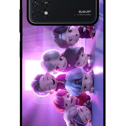 BTS Chibi Poco M4 Pro 4G Glass Case