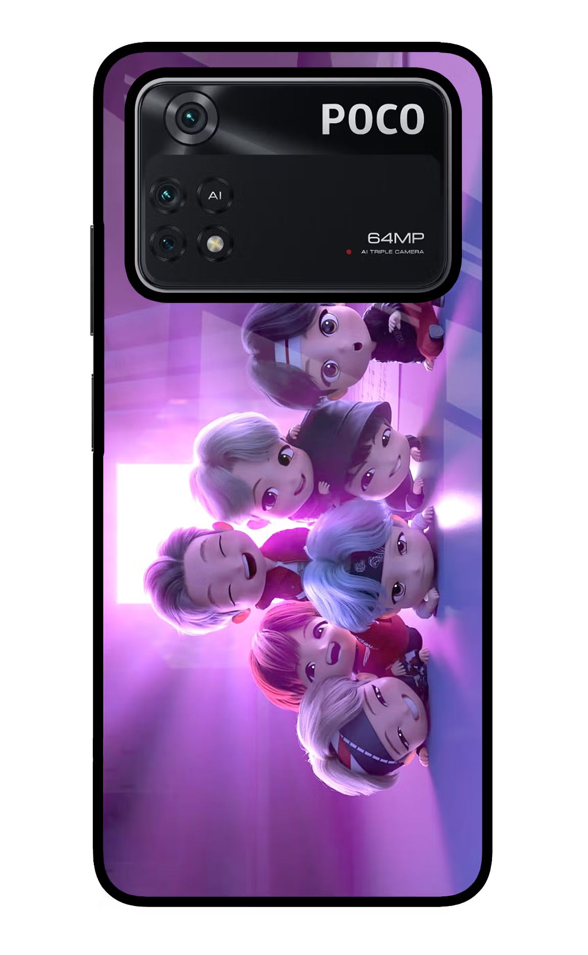 BTS Chibi Poco M4 Pro 4G Glass Case