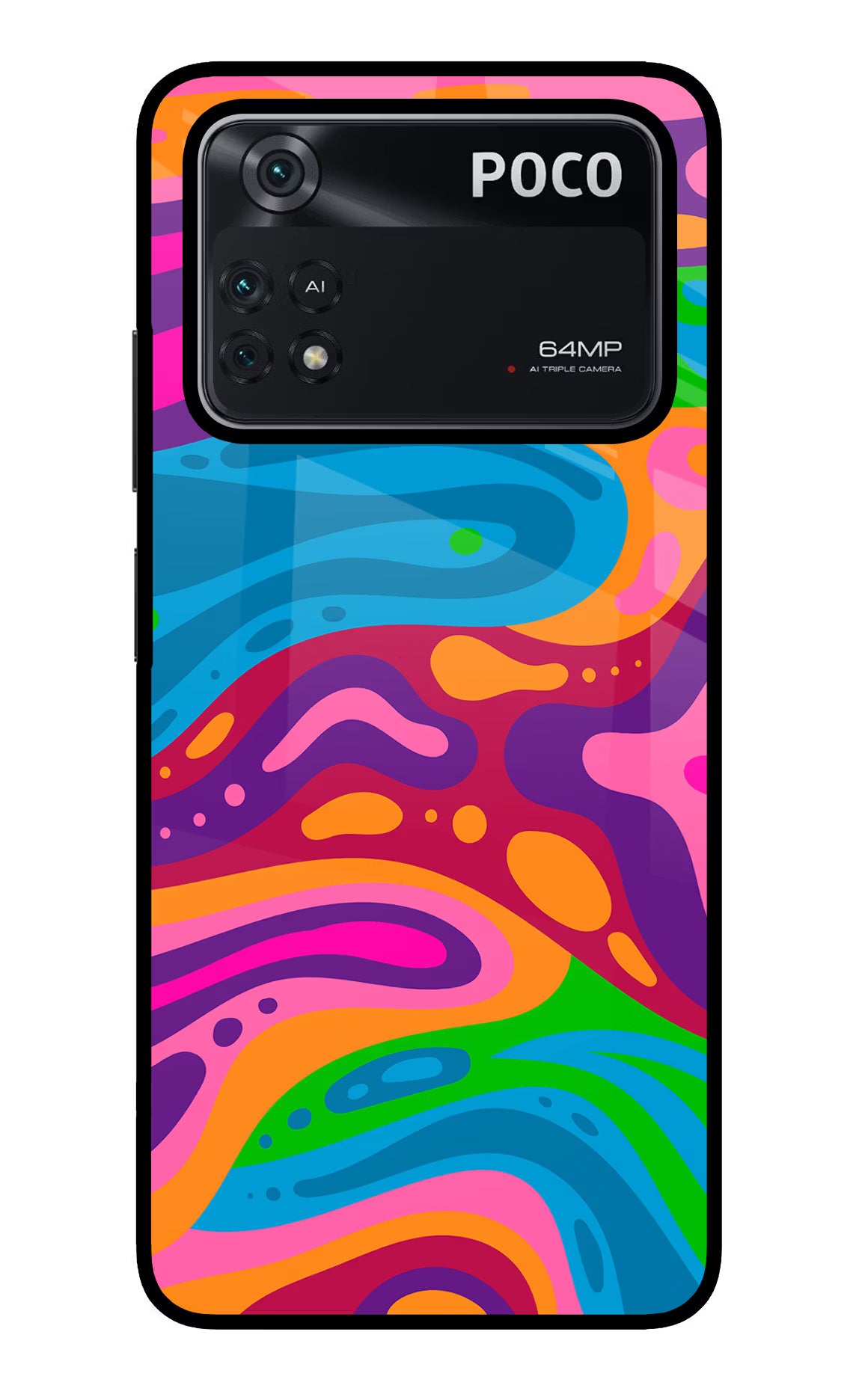 Trippy Pattern Poco M4 Pro 4G Glass Case