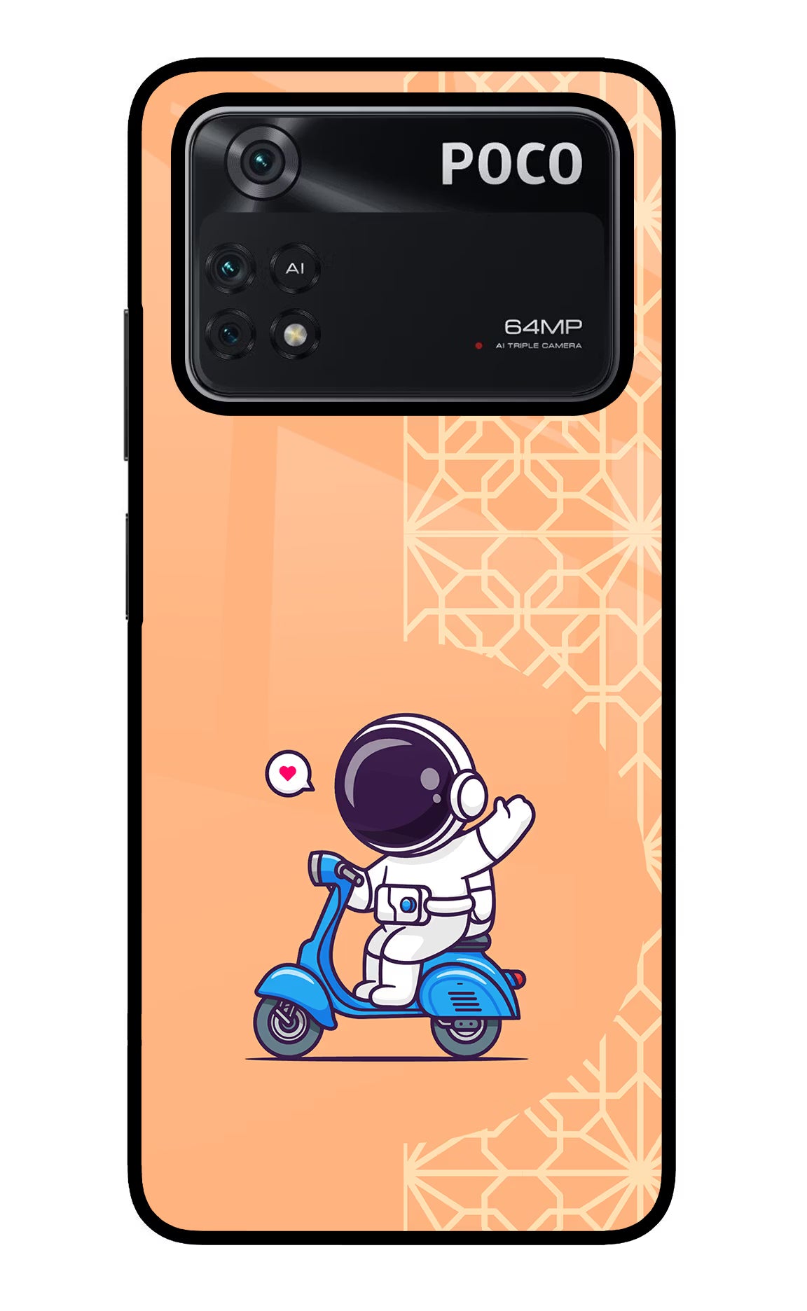 Cute Astronaut Riding Poco M4 Pro 4G Glass Case