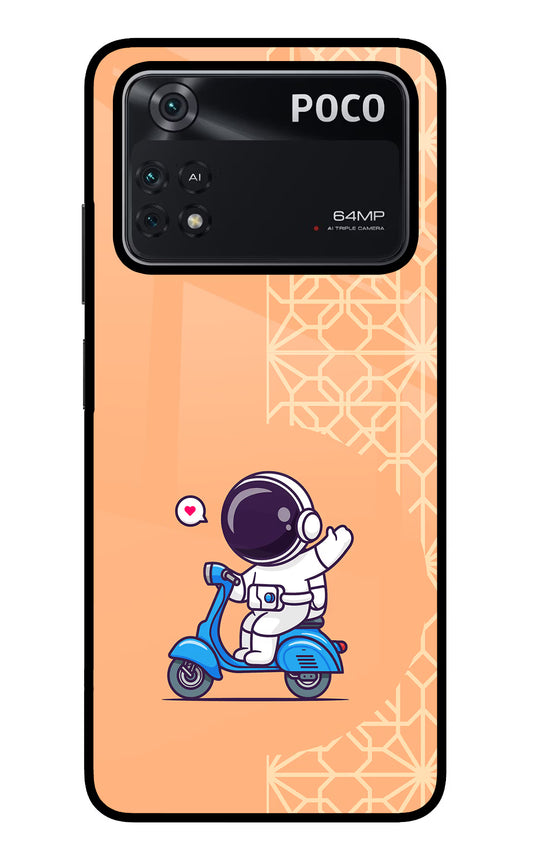 Cute Astronaut Riding Poco M4 Pro 4G Glass Case