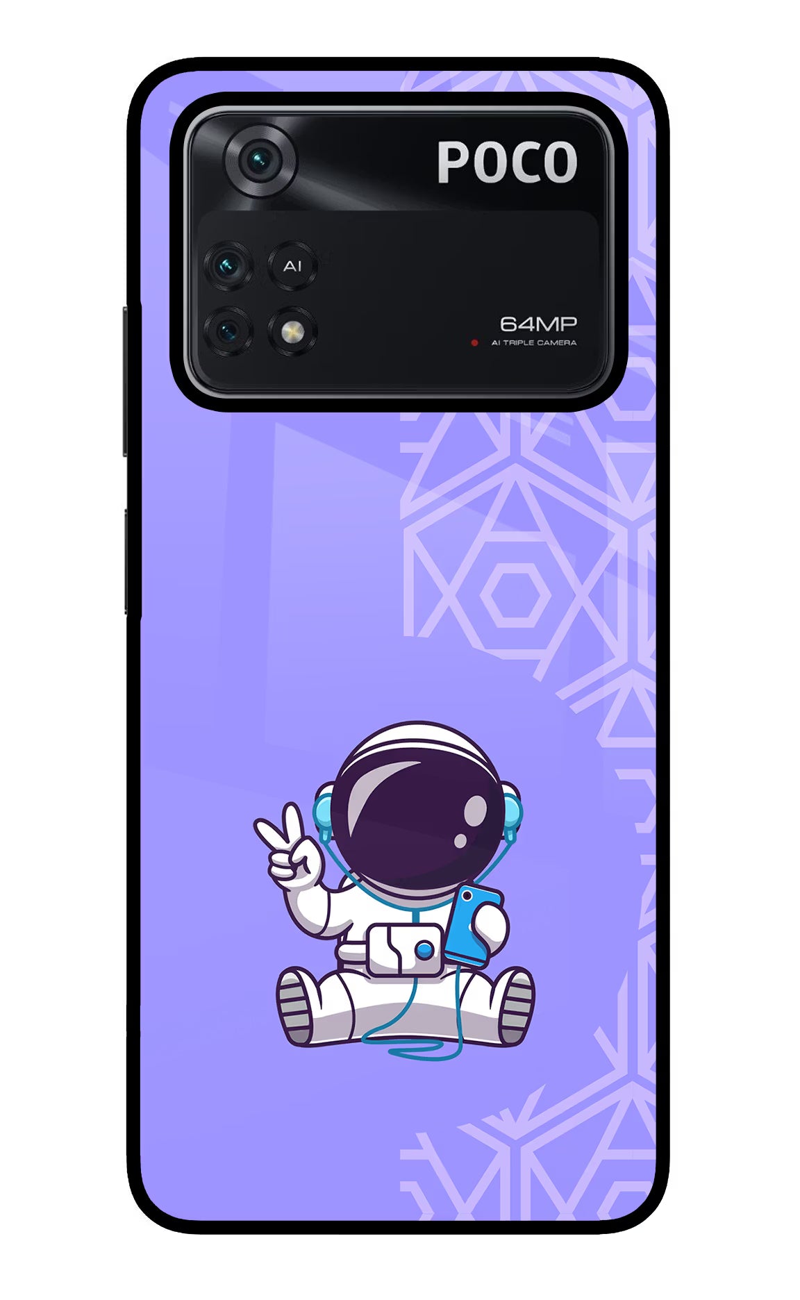 Cute Astronaut Chilling Poco M4 Pro 4G Glass Case