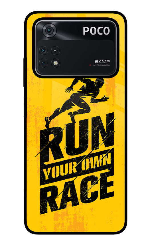 Run Your Own Race Poco M4 Pro 4G Glass Case