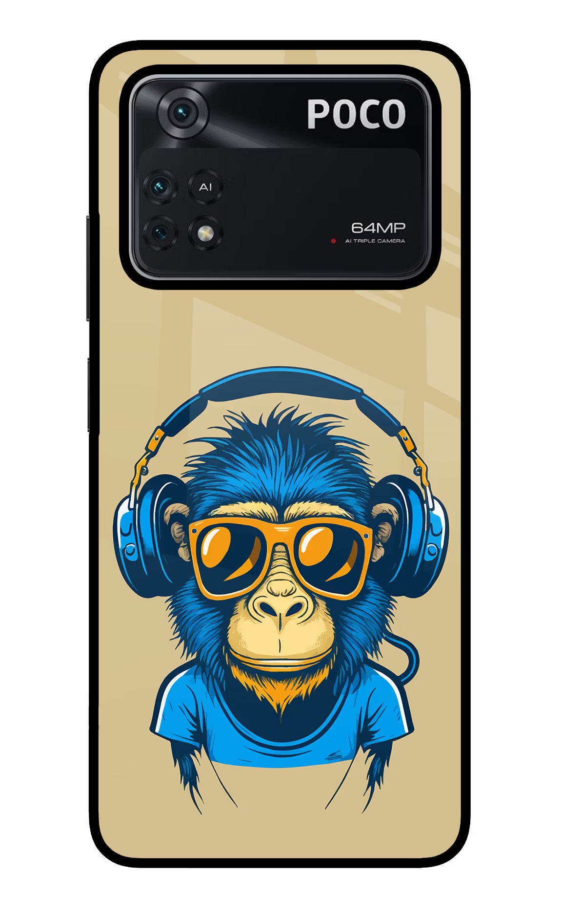 Monkey Headphone Poco M4 Pro 4G Glass Case