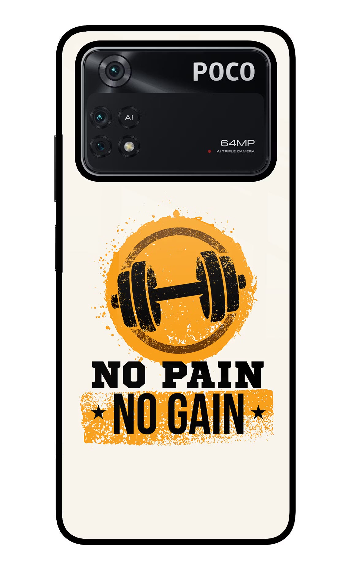 No Pain No Gain Poco M4 Pro 4G Glass Case