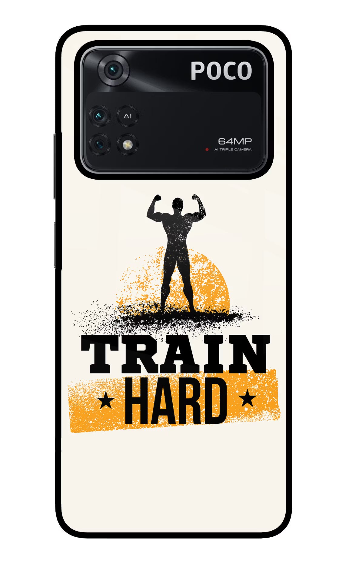 Train Hard Poco M4 Pro 4G Glass Case