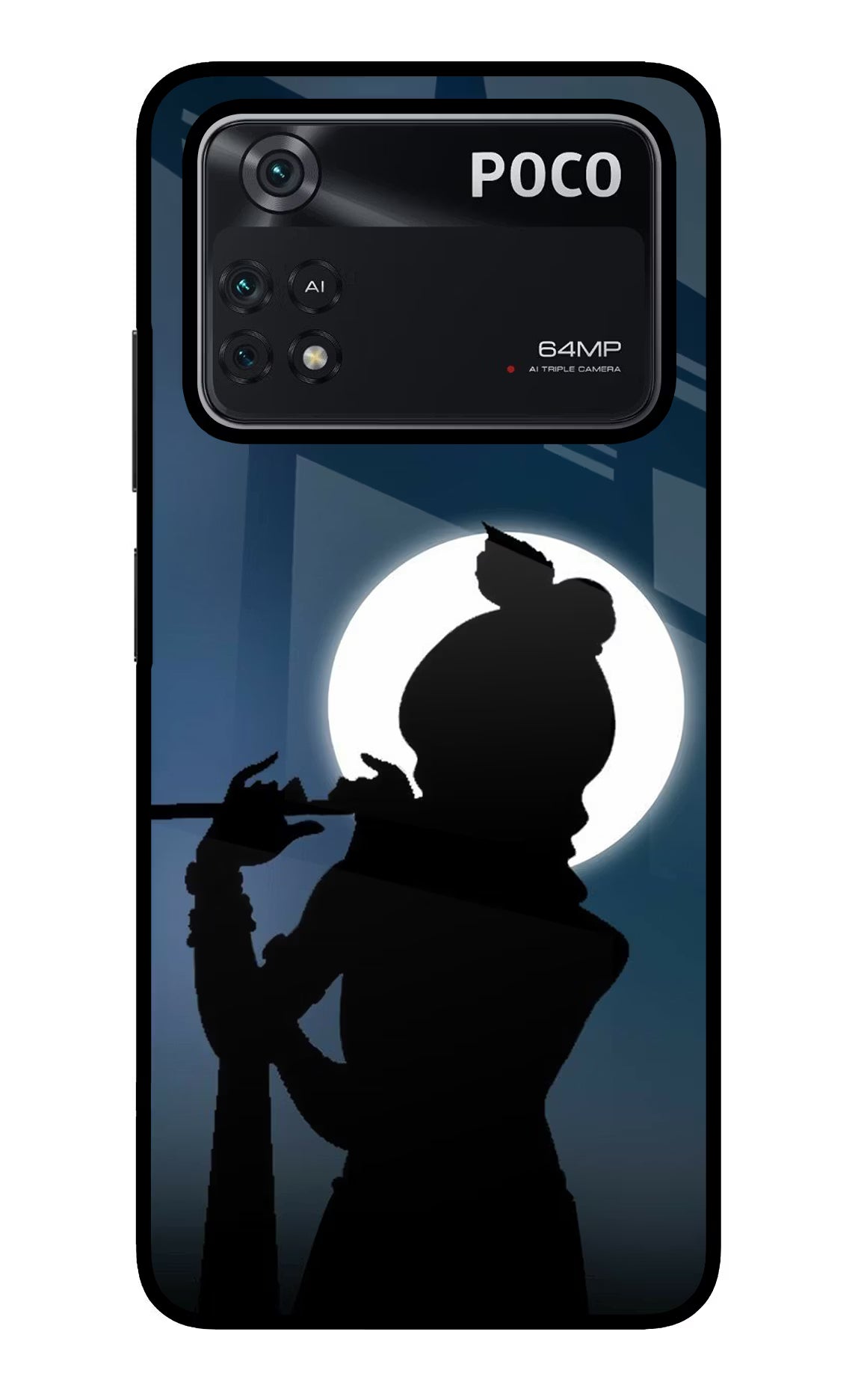 Shri Krishna Silhouette Poco M4 Pro 4G Glass Case