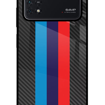 BMW Stripes Pattern Poco M4 Pro 4G Glass Case