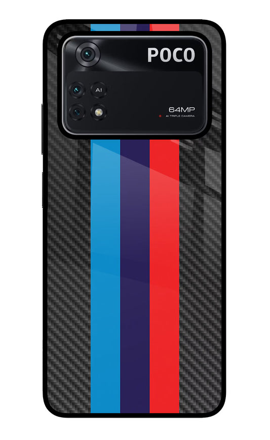 BMW Stripes Pattern Poco M4 Pro 4G Glass Case