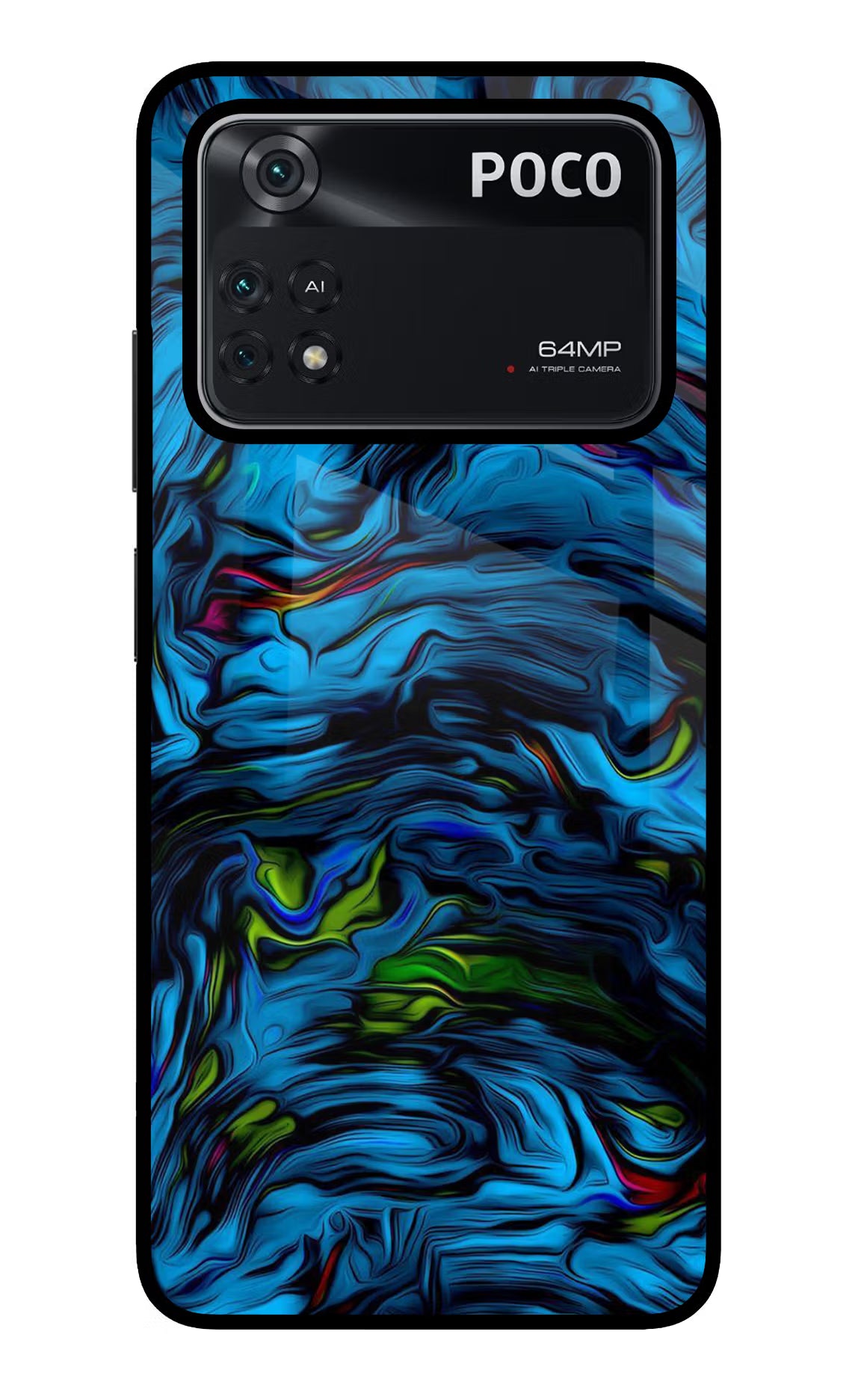 Dark Blue Abstract Poco M4 Pro 4G Glass Case
