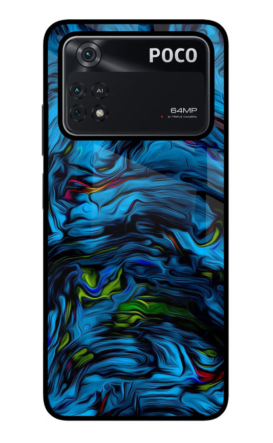 Dark Blue Abstract Poco M4 Pro 4G Glass Case