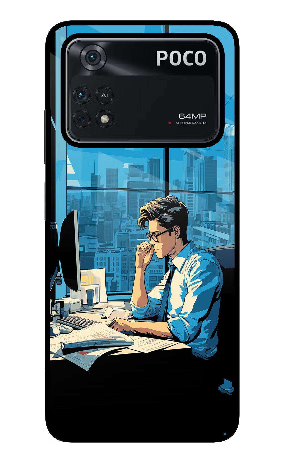 Focused Hustler (AI Generated) Poco M4 Pro 4G Glass Case