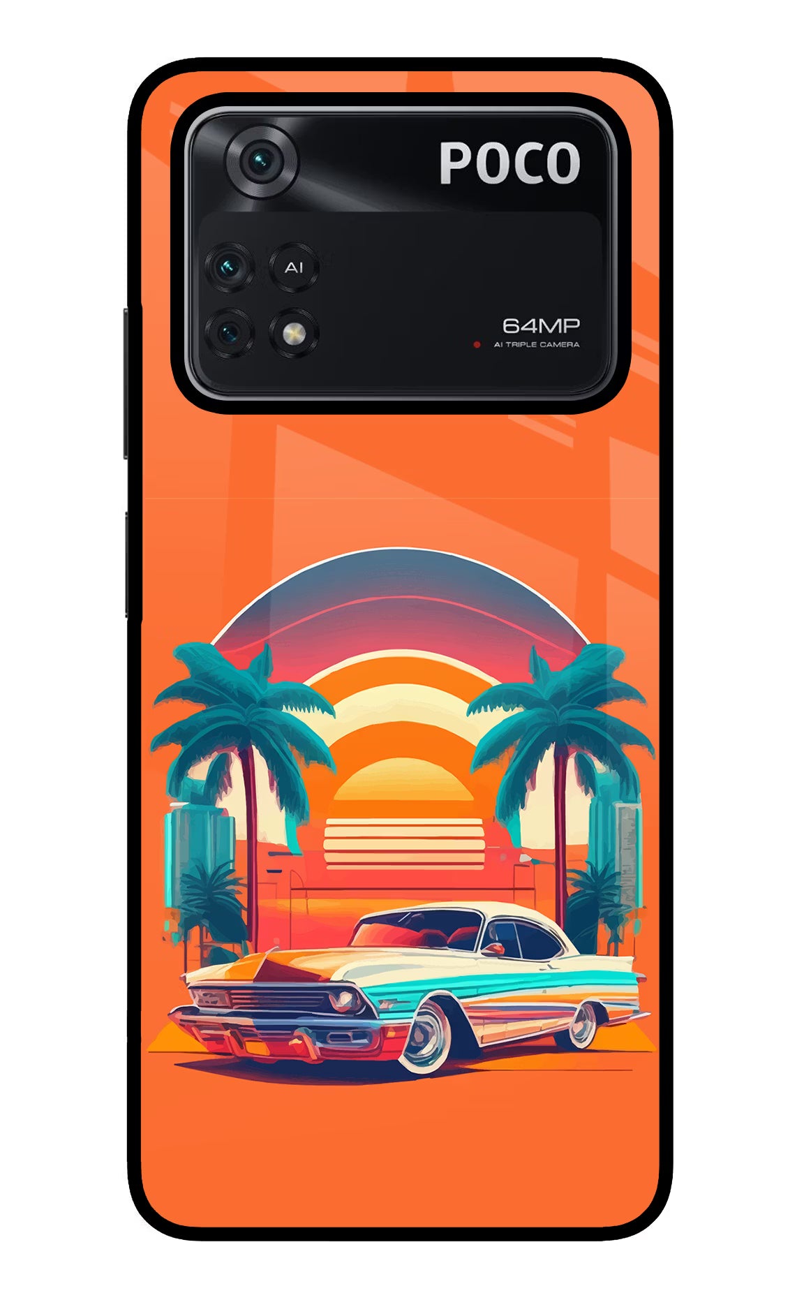 Palm Drive 80s Poco M4 Pro 4G Glass Case
