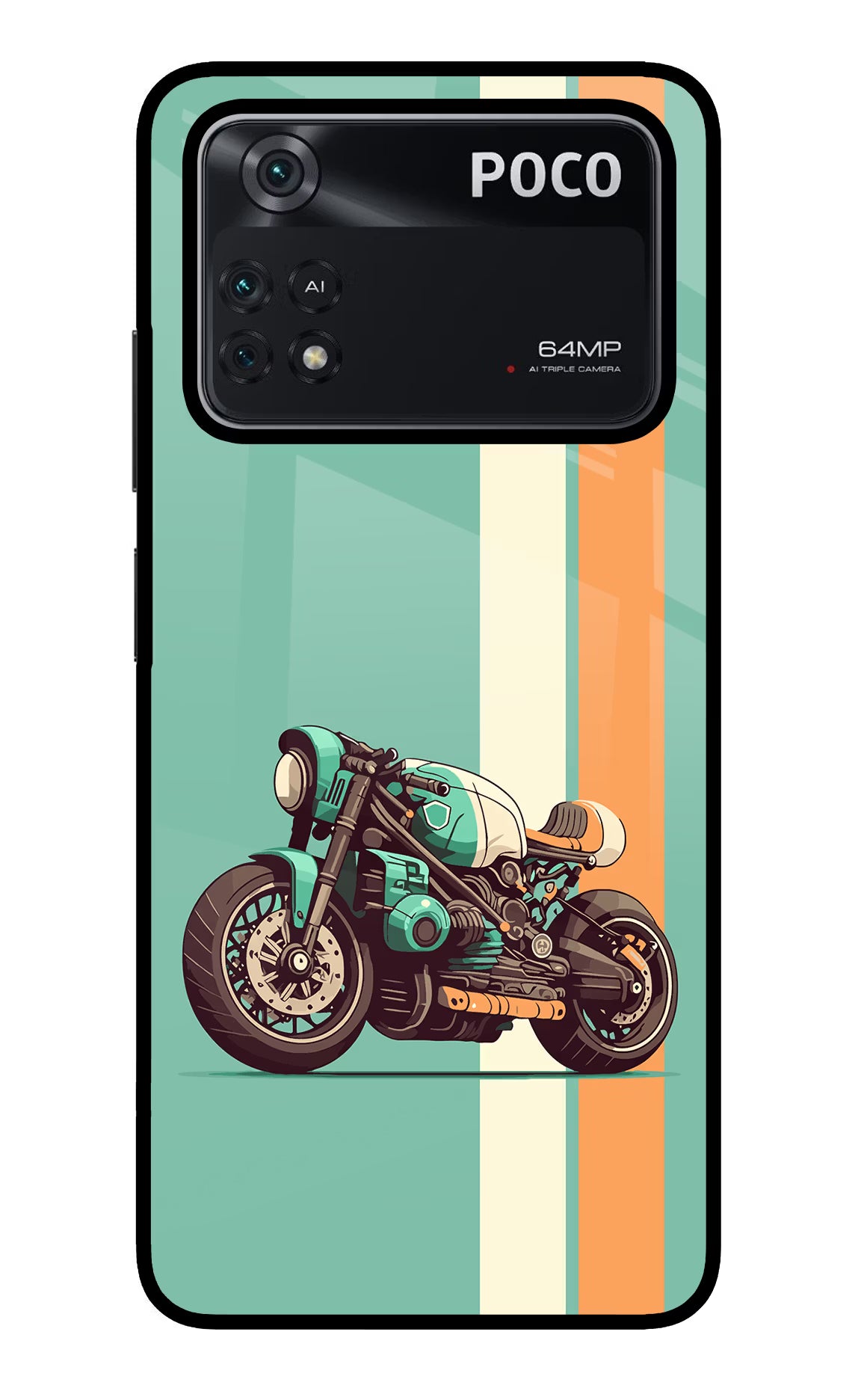 Striped Moto Drift Poco M4 Pro 4G Glass Case