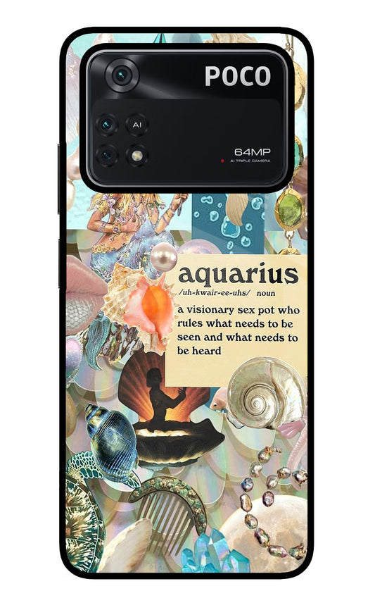 Aquarius Zodiac Poco M4 Pro 4G Glass Case
