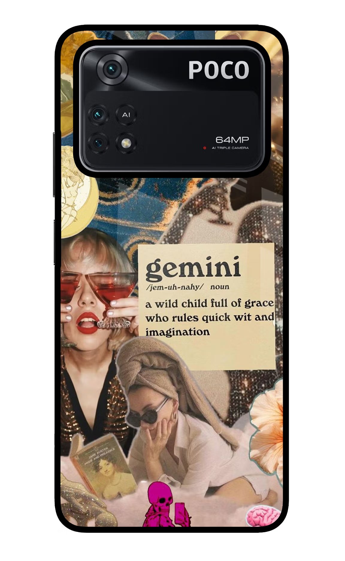 Gemini Zodiac Poco M4 Pro 4G Glass Case Back Cover by Casekaro