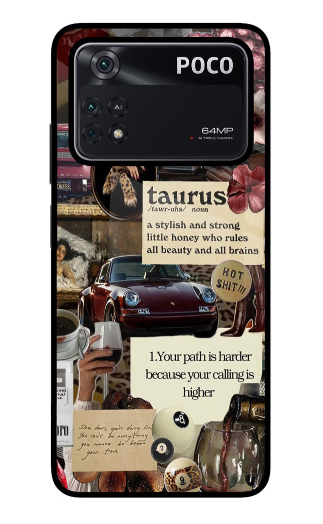 Taurus Zodiac Poco M4 Pro 4G Glass Case
