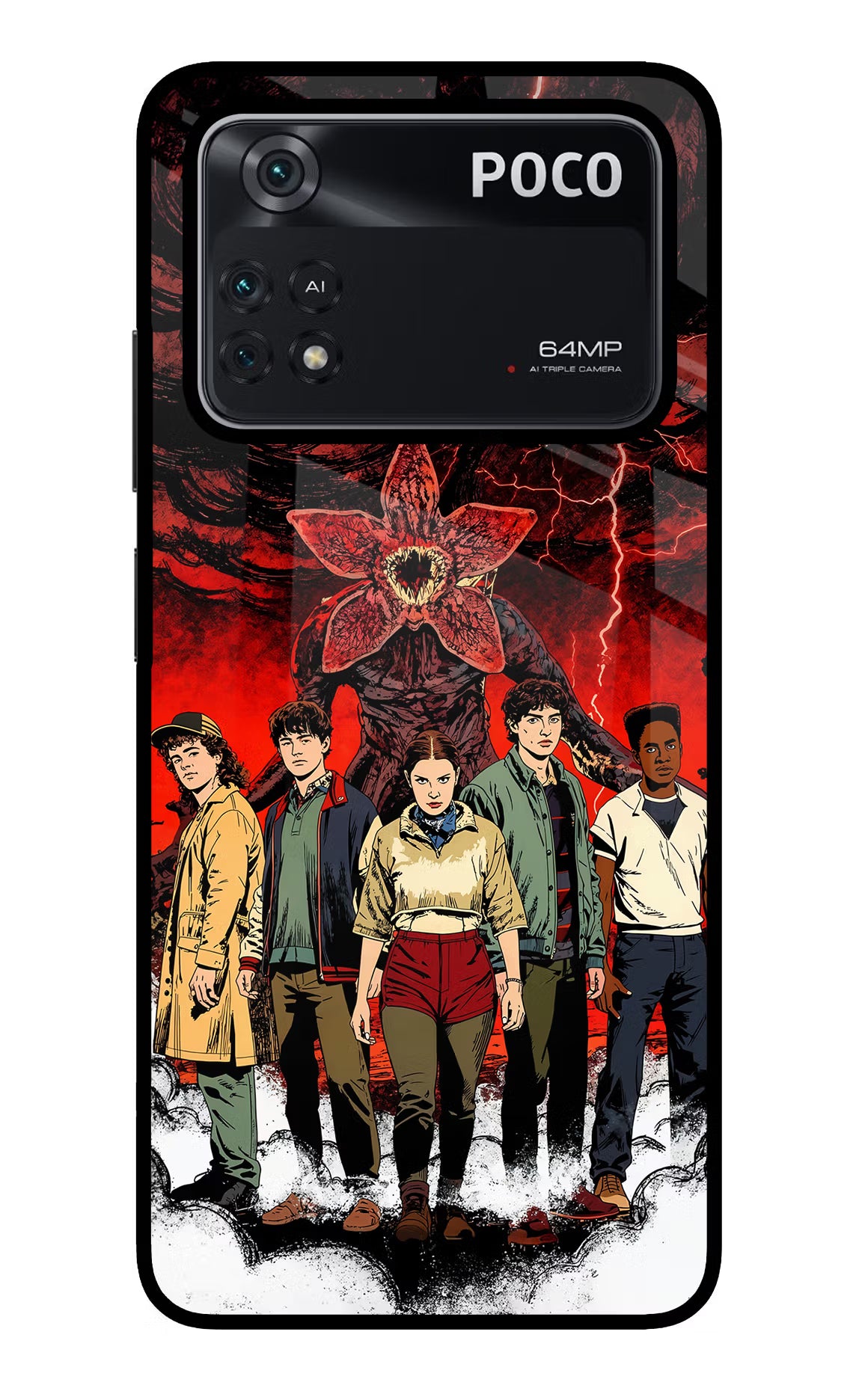 Ordinary Things Characters Poco M4 Pro 4G Glass Case Back Cover by Casekaro