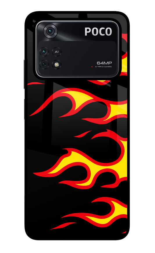 Side Sweep Flames Poco M4 Pro 4G Glass Case