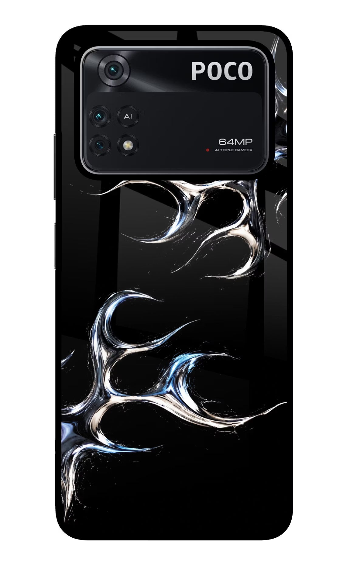 Chrome Tribal Poco M4 Pro 4G Glass Case Back Cover by Casekaro
