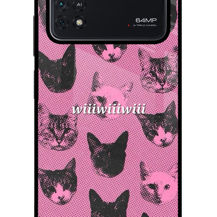 Pink Cats Poco M4 Pro 4G Glass Case