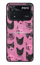 Pink Cats Poco M4 Pro 4G Glass Case