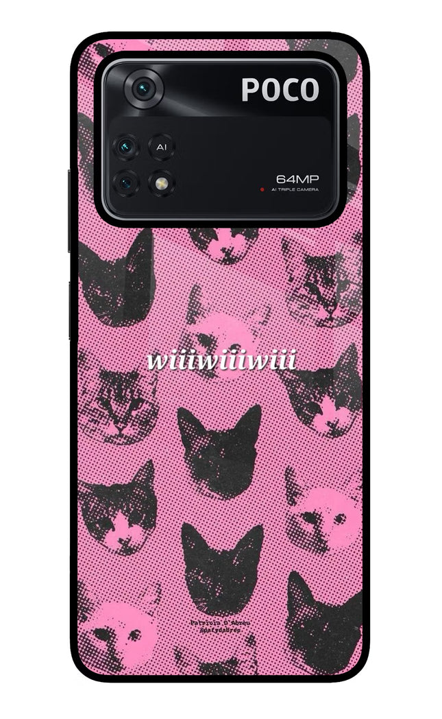 Pink Cats Poco M4 Pro 4G Glass Case