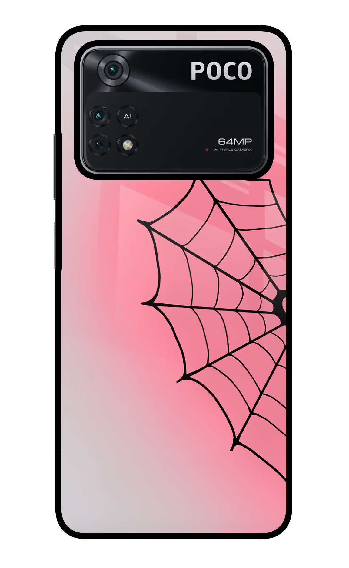Pink Web Poco M4 Pro 4G Glass Case