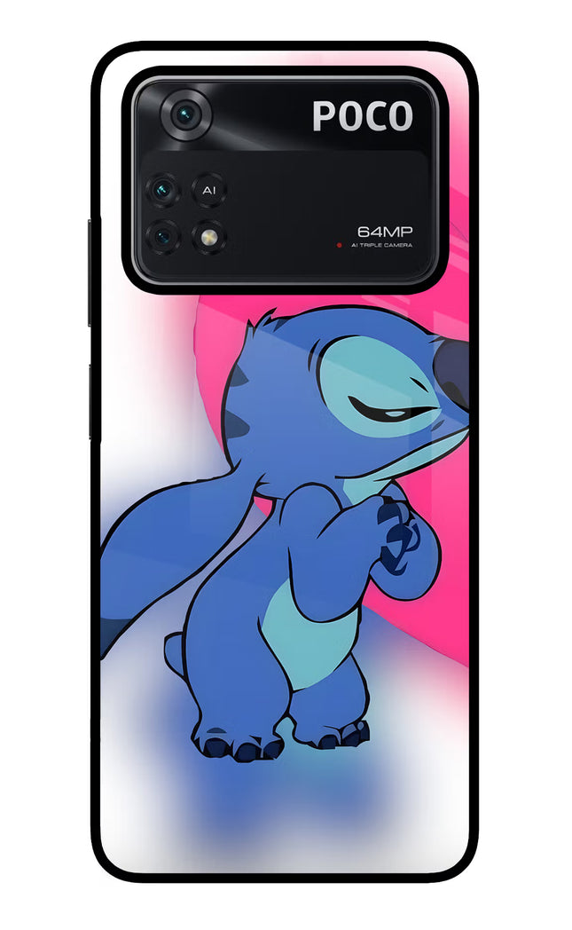 Stitch Hug Poco M4 Pro 4G Glass Case