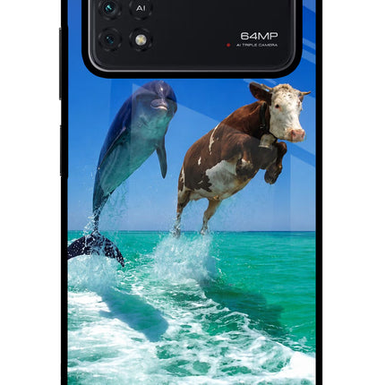 Dolphin vs Cow Poco M4 Pro 4G Glass Case