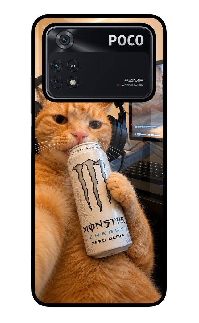 Gamer Cat Energy Poco M4 Pro 4G Glass Case