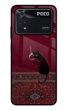 Midnight Cat Poco M4 Pro 4G Glass Case