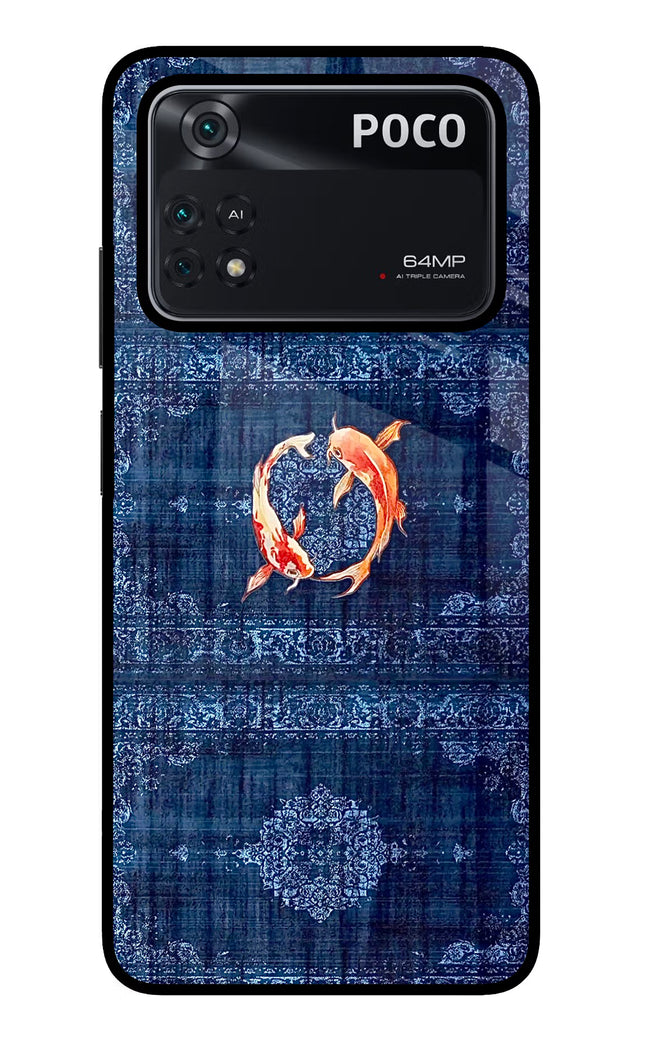 Koi Blue Poco M4 Pro 4G Glass Case