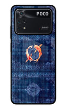 Koi Blue Poco M4 Pro 4G Glass Case Back Cover by Casekaro