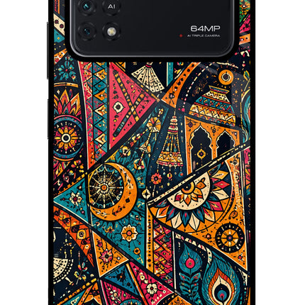 Folk Print Poco M4 Pro 4G Glass Case