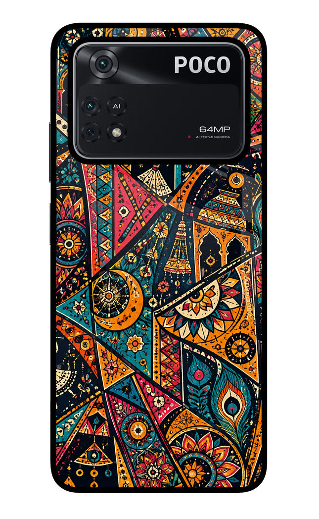 Folk Print Poco M4 Pro 4G Glass Case