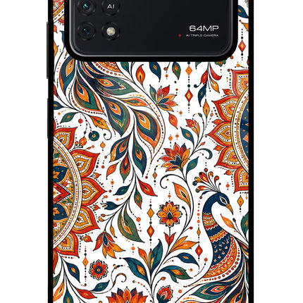 White Mayura Poco M4 Pro 4G Glass Case Back Cover by Casekaro