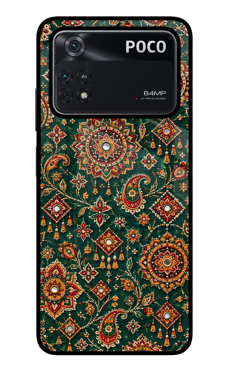 Green Pataka Poco M4 Pro 4G Back Cover, Glass case