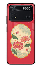 Pink Lotus Poco M4 Pro 4G Glass Case