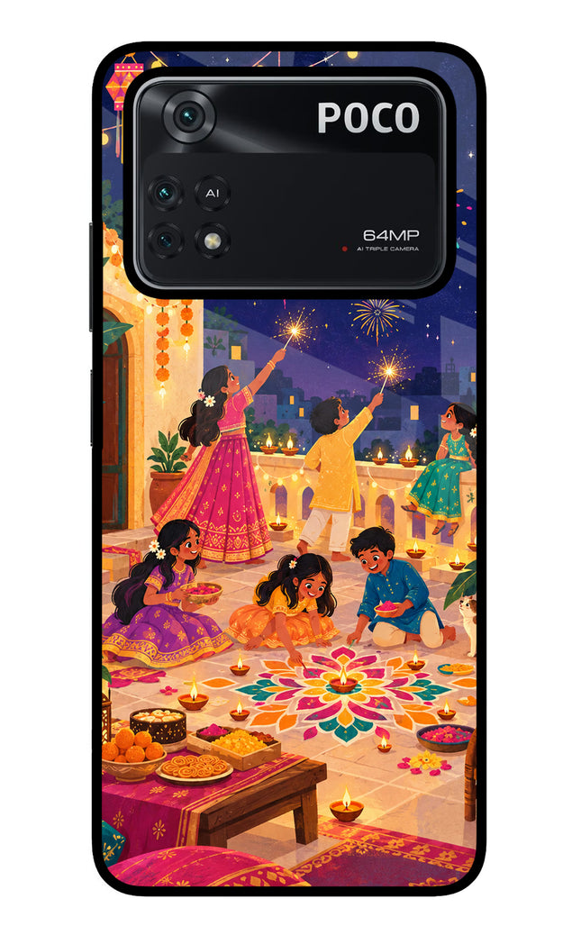 Diwali Night Poco M4 Pro 4G Glass Case