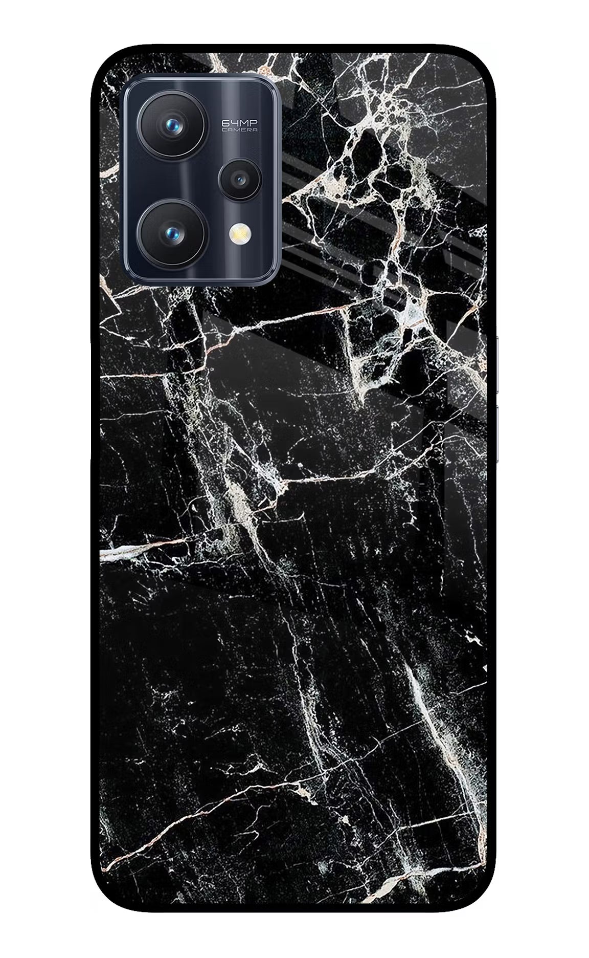 Black Marble Texture Realme 9 Pro 5G Glass Case Back Cover by Casekaro