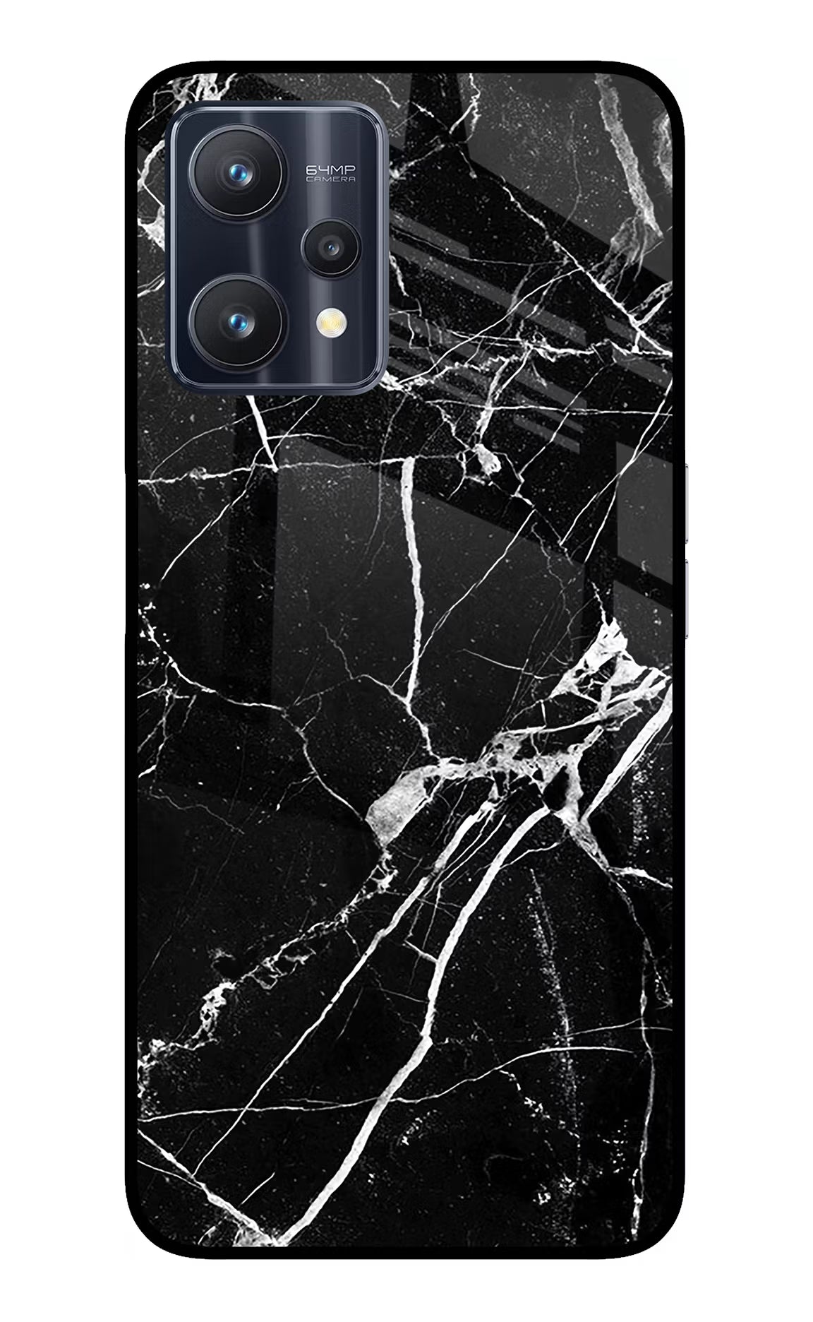 Black Marble Pattern Realme 9 Pro 5G Glass Case Back Cover by Casekaro