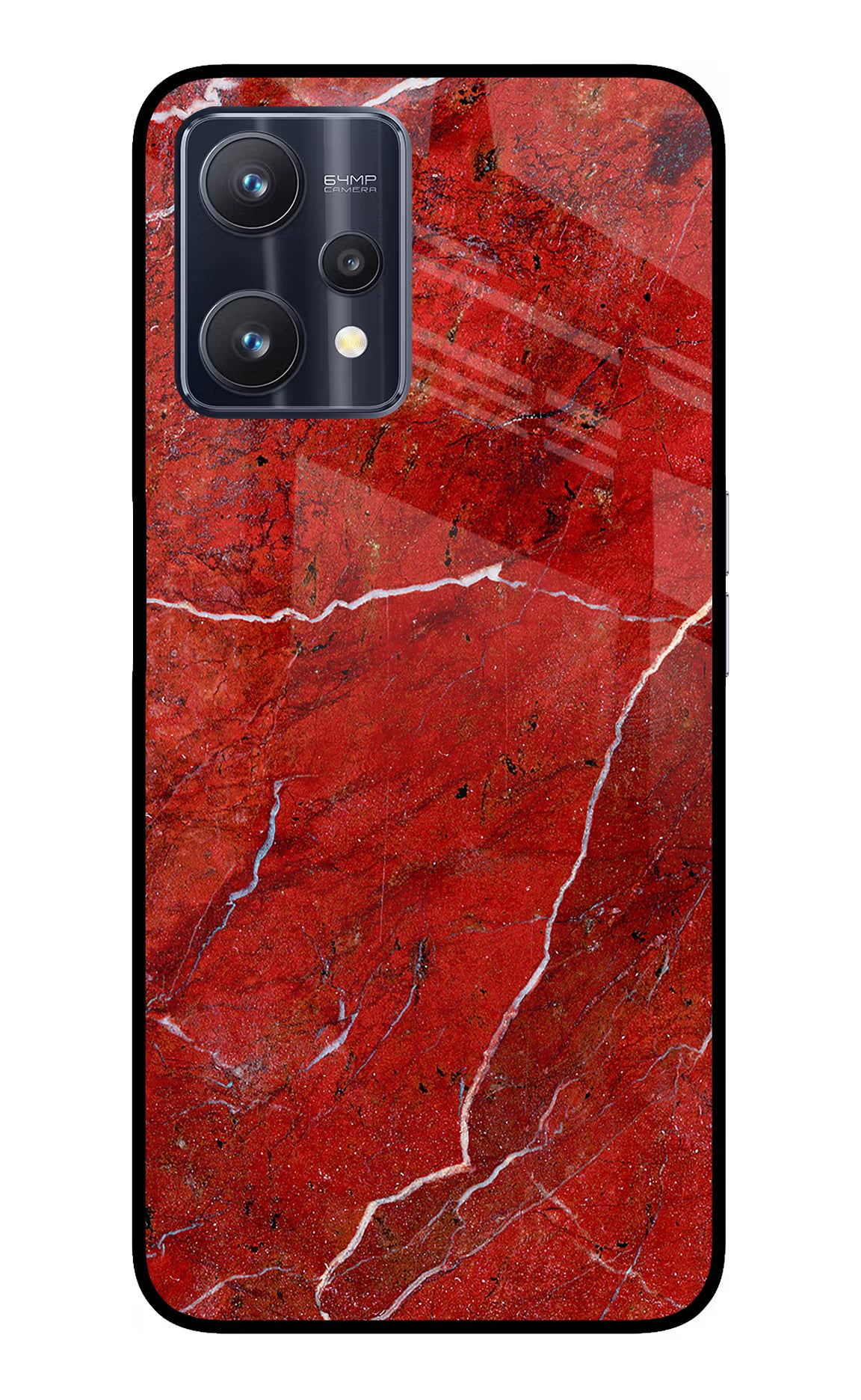 Red Marble Design Realme 9 Pro 5G Glass Case Back Cover by Casekaro