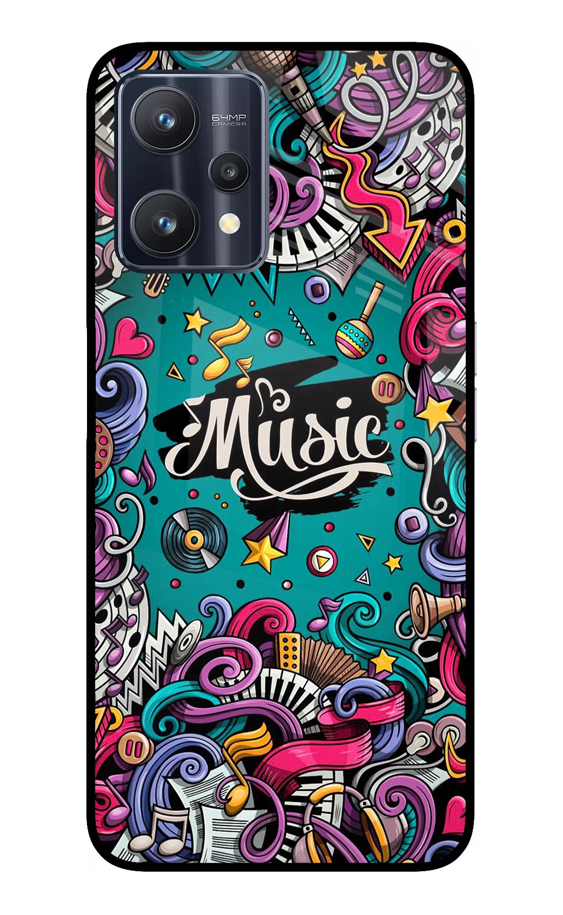 Music Graffiti Realme 9 Pro 5G Glass Case Back Cover by Casekaro