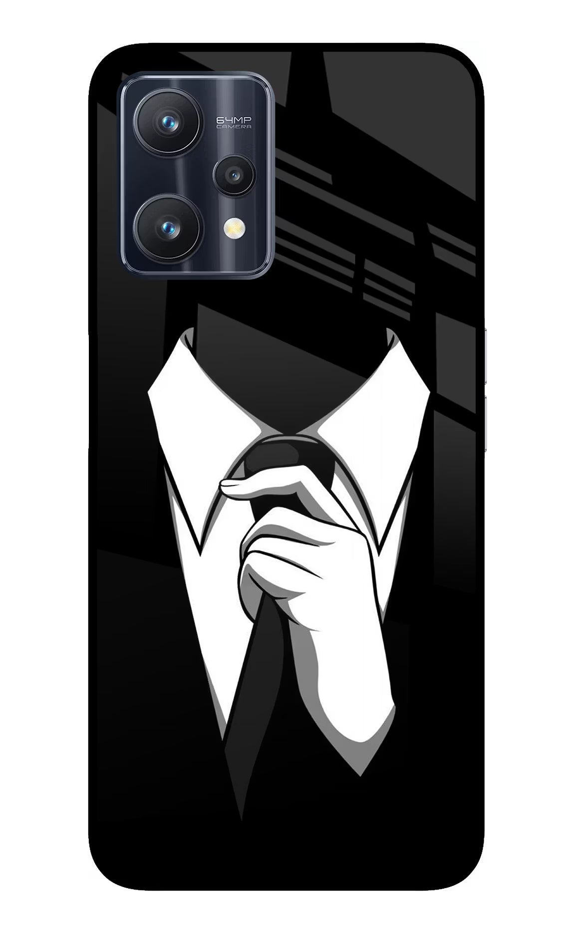 Black Tie Realme 9 Pro 5G Glass Case Back Cover by Casekaro