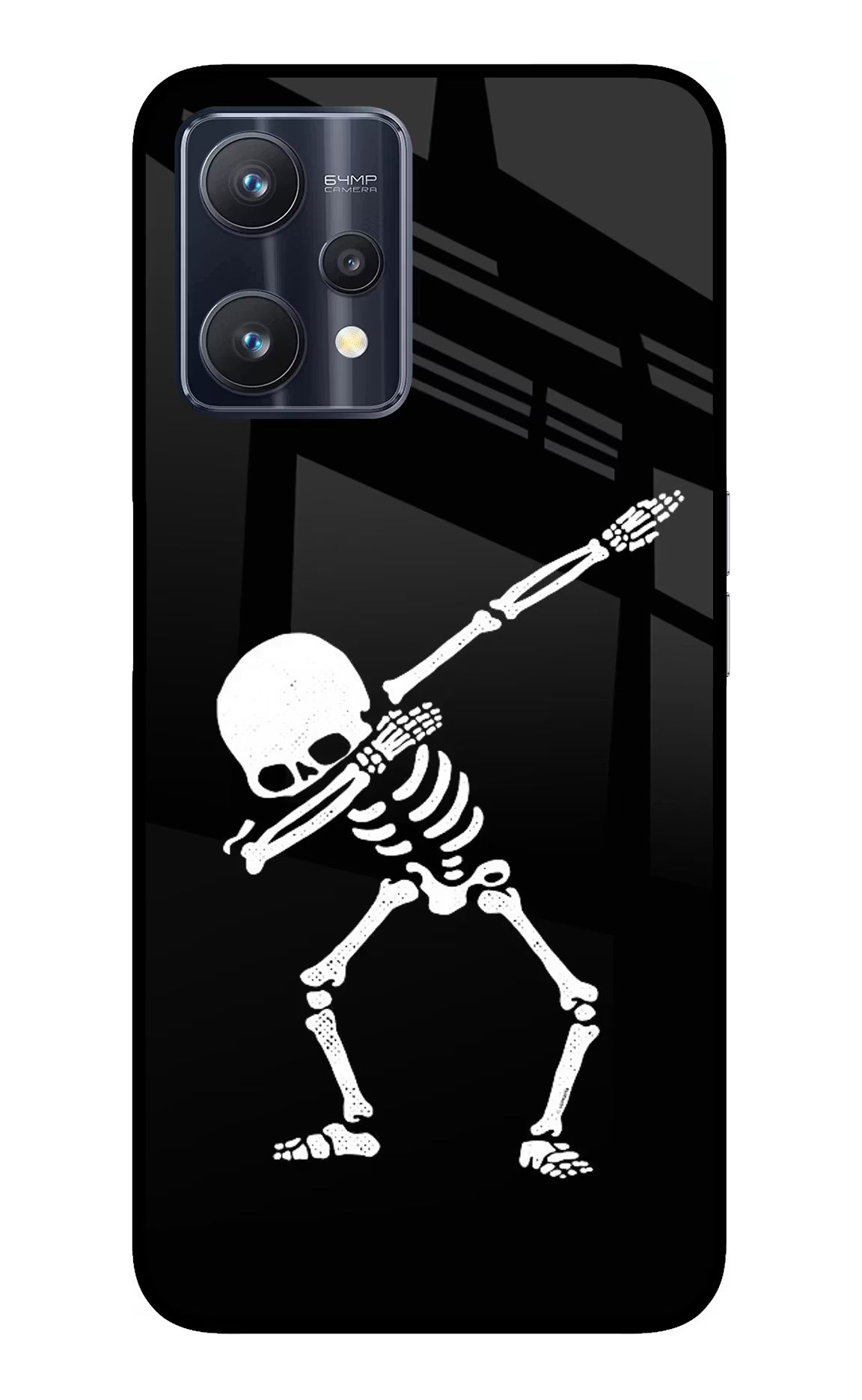Dabbing Skeleton Art Realme 9 Pro 5G Glass Case Back Cover by Casekaro