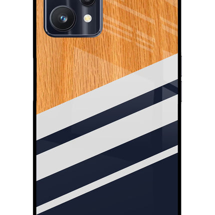 Blue and white wooden Realme 9 Pro 5G Glass Case