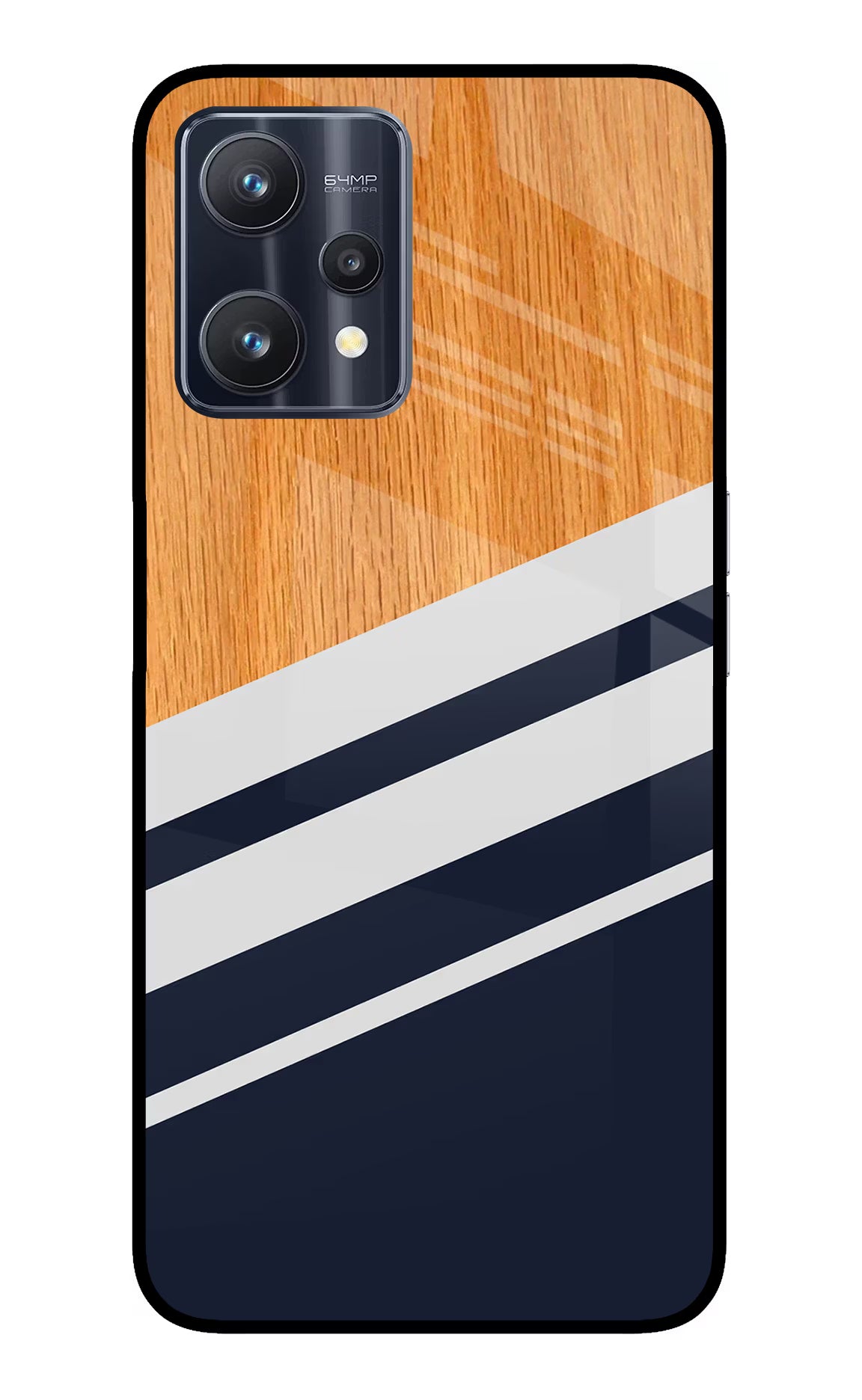 Blue and white wooden Realme 9 Pro 5G Glass Case Back Cover by Casekaro
